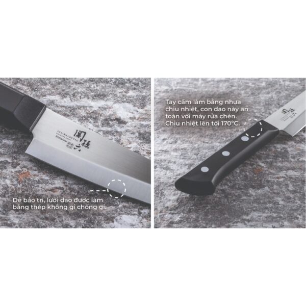 [Kitchen Koncept] Dao Nhật KAI - Dao Santoku Seki Magoroku Wakatake - 16.5cm - Hình ảnh 4