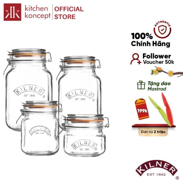 [Kitchen Koncept] Hũ Thủy Tinh Vuông Kilner - Nhiều Kích Cỡ