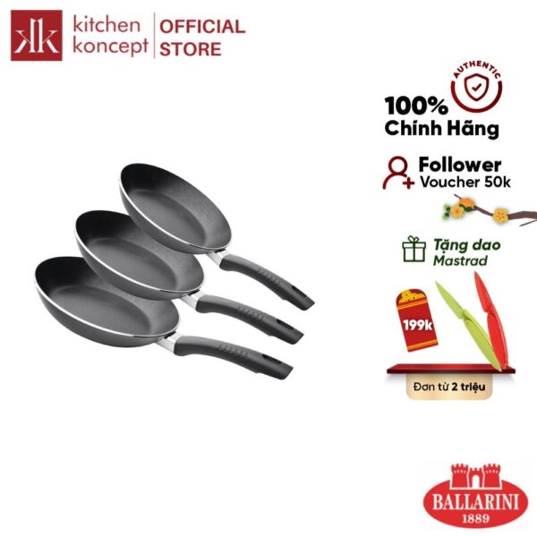 [Kitchen Koncept]  Chảo Chiên Chống Dính Ballarini Siena - Nhiều kích cỡ (Không dùng được trên bếp từ)